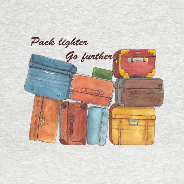 Pack lighter Go further - travel illustration by kittyvdheuvel